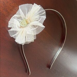 Hello Kitty Silver Metal Headband Toule Sparkly Yellow Gold Rise Gold Bow & Nose